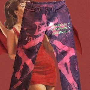 Red Dyed pants with my UNDERWRLD tag in green